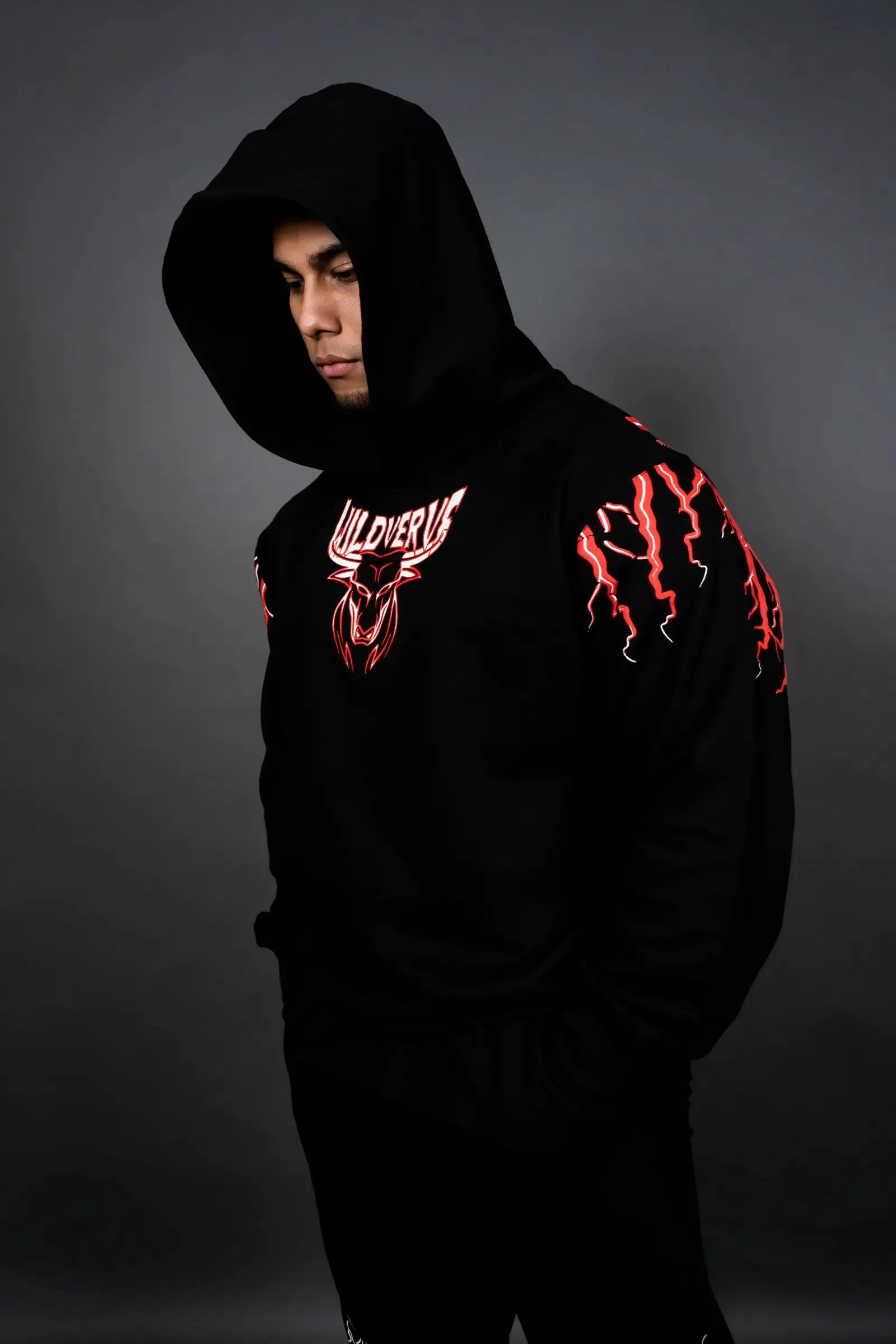 THUNDER STORM HOODIE (BLACK RED)