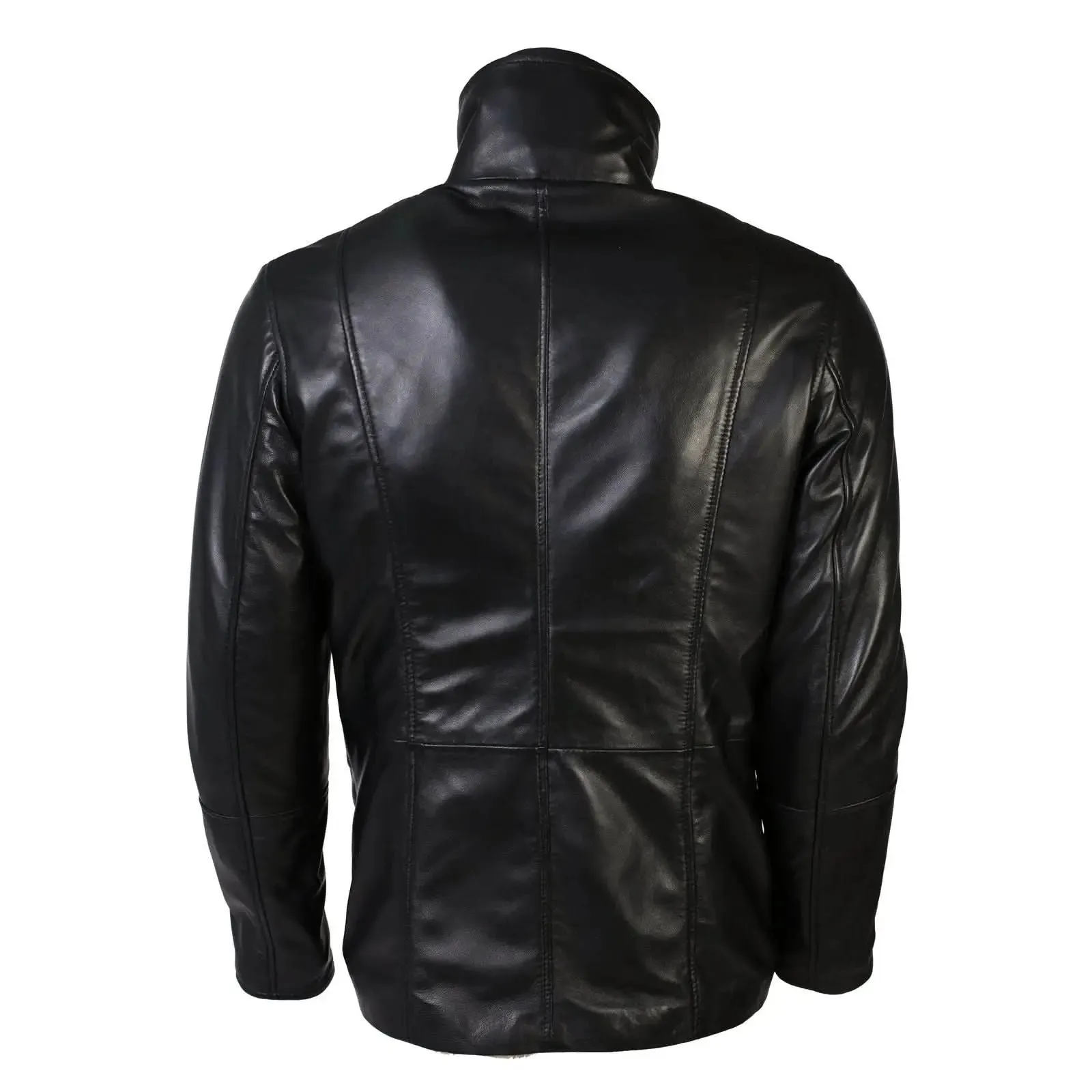 Tiberius Men's Luxurious Lambskin Leather Coat with Removable Faux Fur Lining