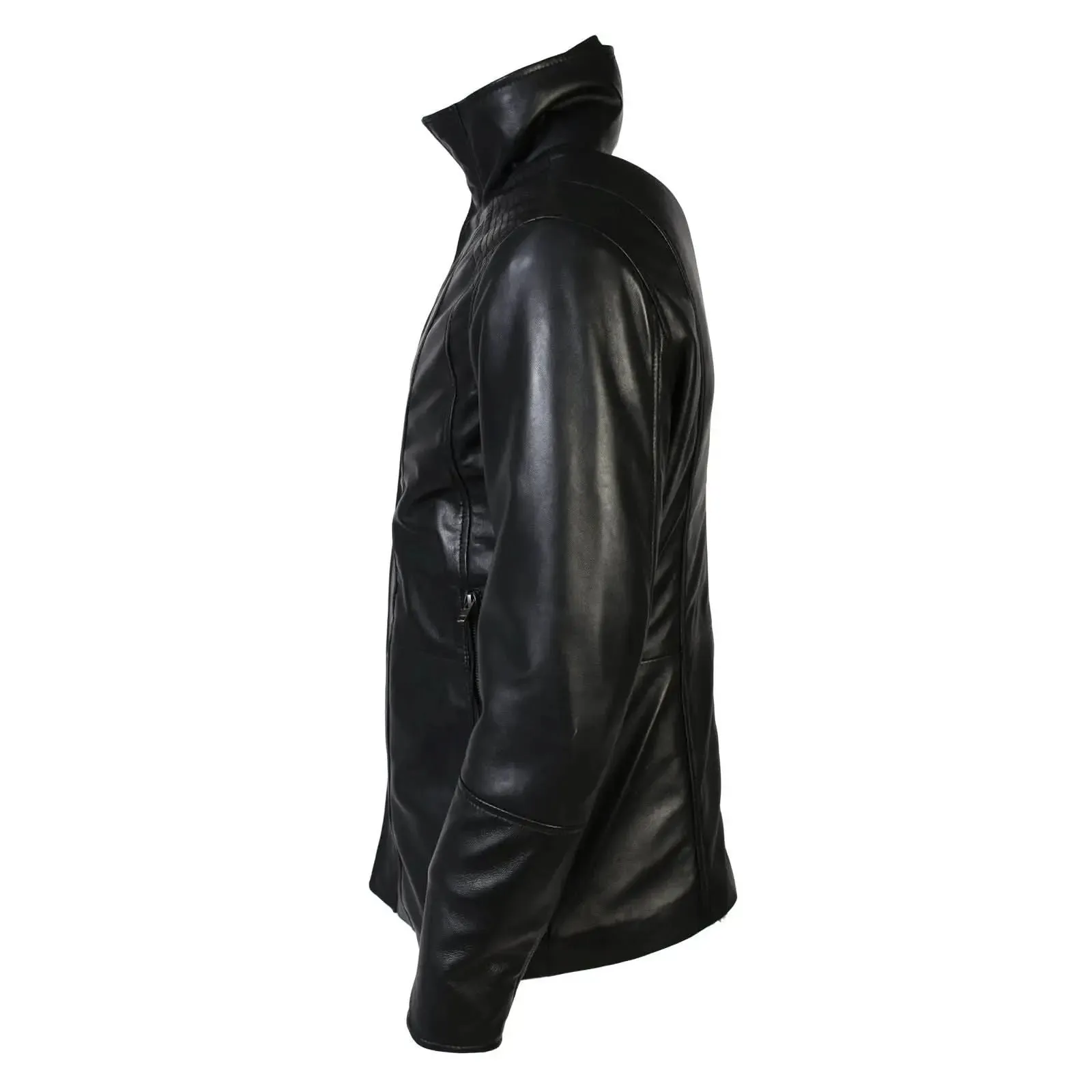 Tiberius Men's Luxurious Lambskin Leather Coat with Removable Faux Fur Lining