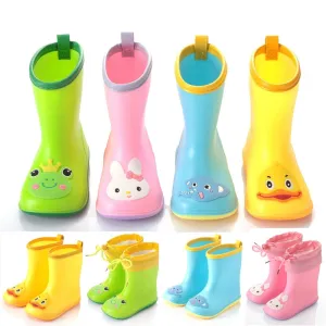 Trendy Waterproof Cartoon Pattern PVC Rain Boots For Kids