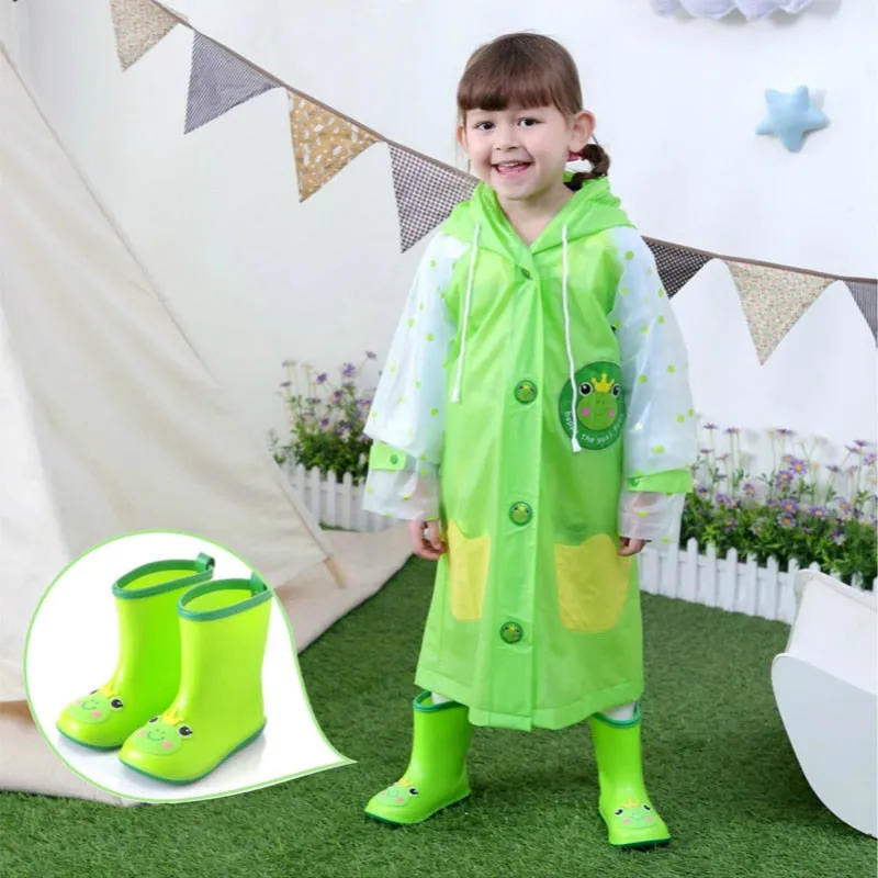 Trendy Waterproof Cartoon Pattern PVC Rain Boots For Kids