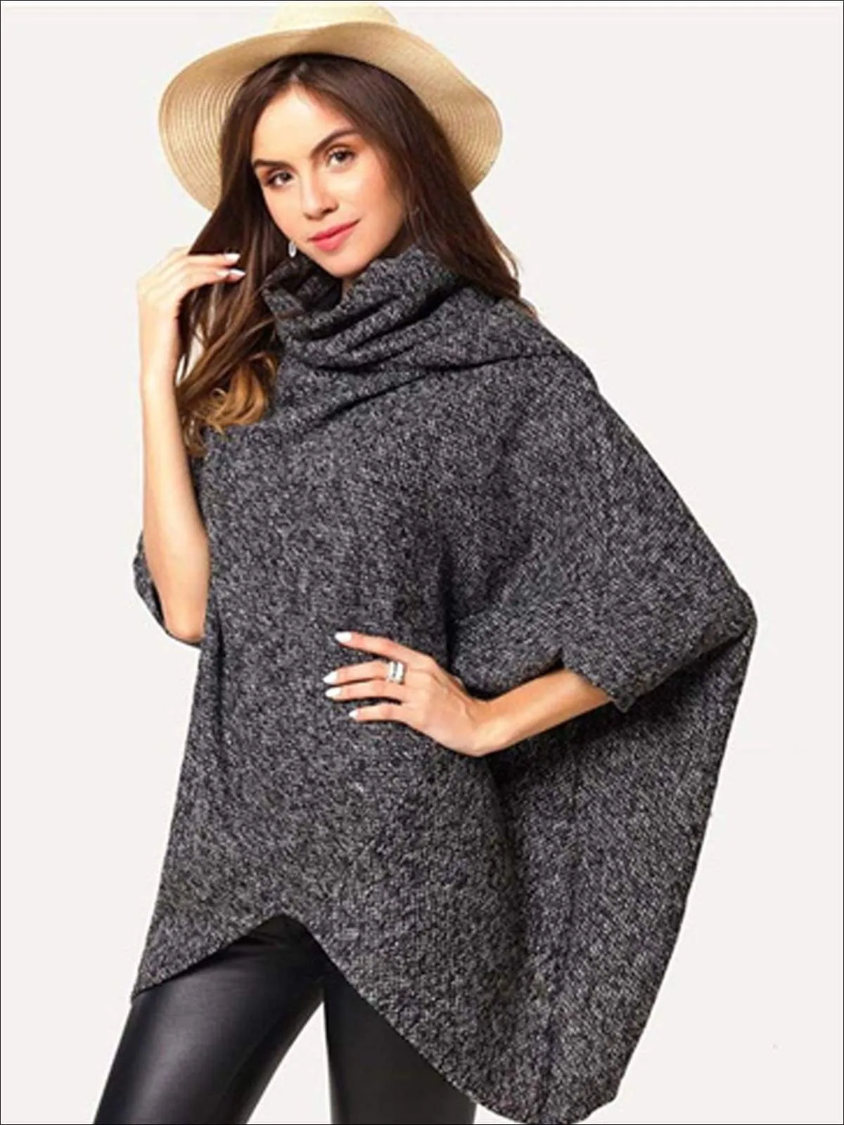 Women's Trendy Asymmetrical Edge Poncho Sweater