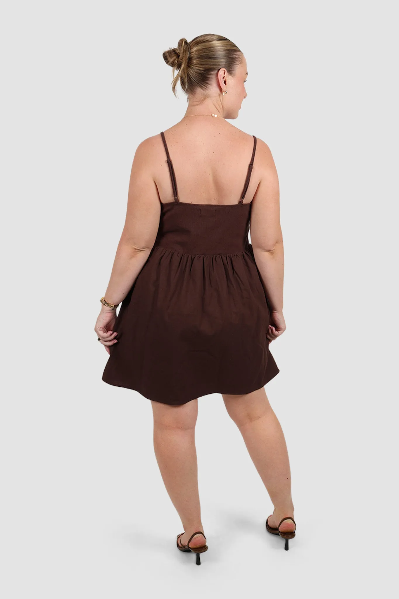 ZAREN MINI DRESS CHOCOLATE